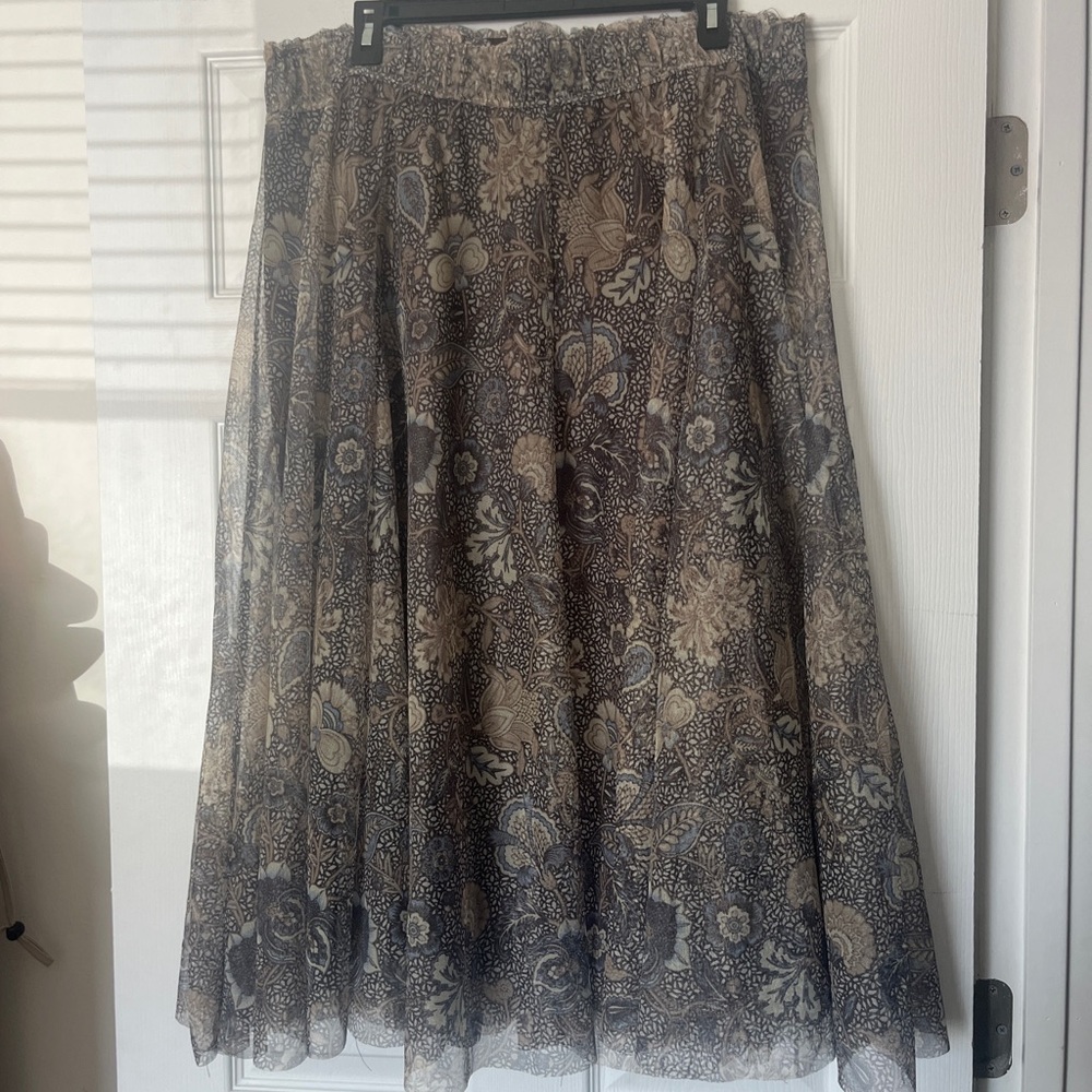 Cato earthy sheer floral midi skirt fairy grunge boho cottagecore 18/20W ~XXL